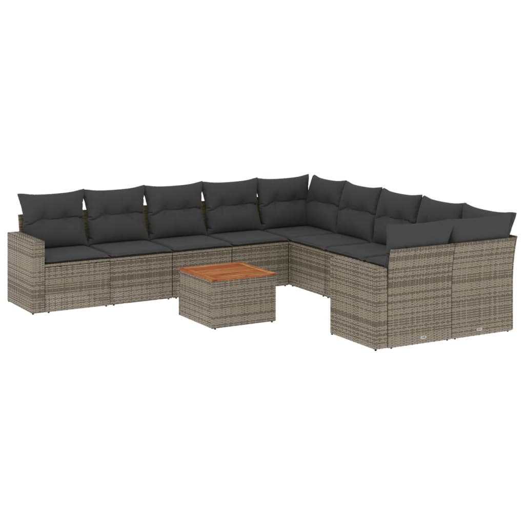 Set canapele de grădină cu perne, 11 piese, gri, poliratan GartenMobel Dekor