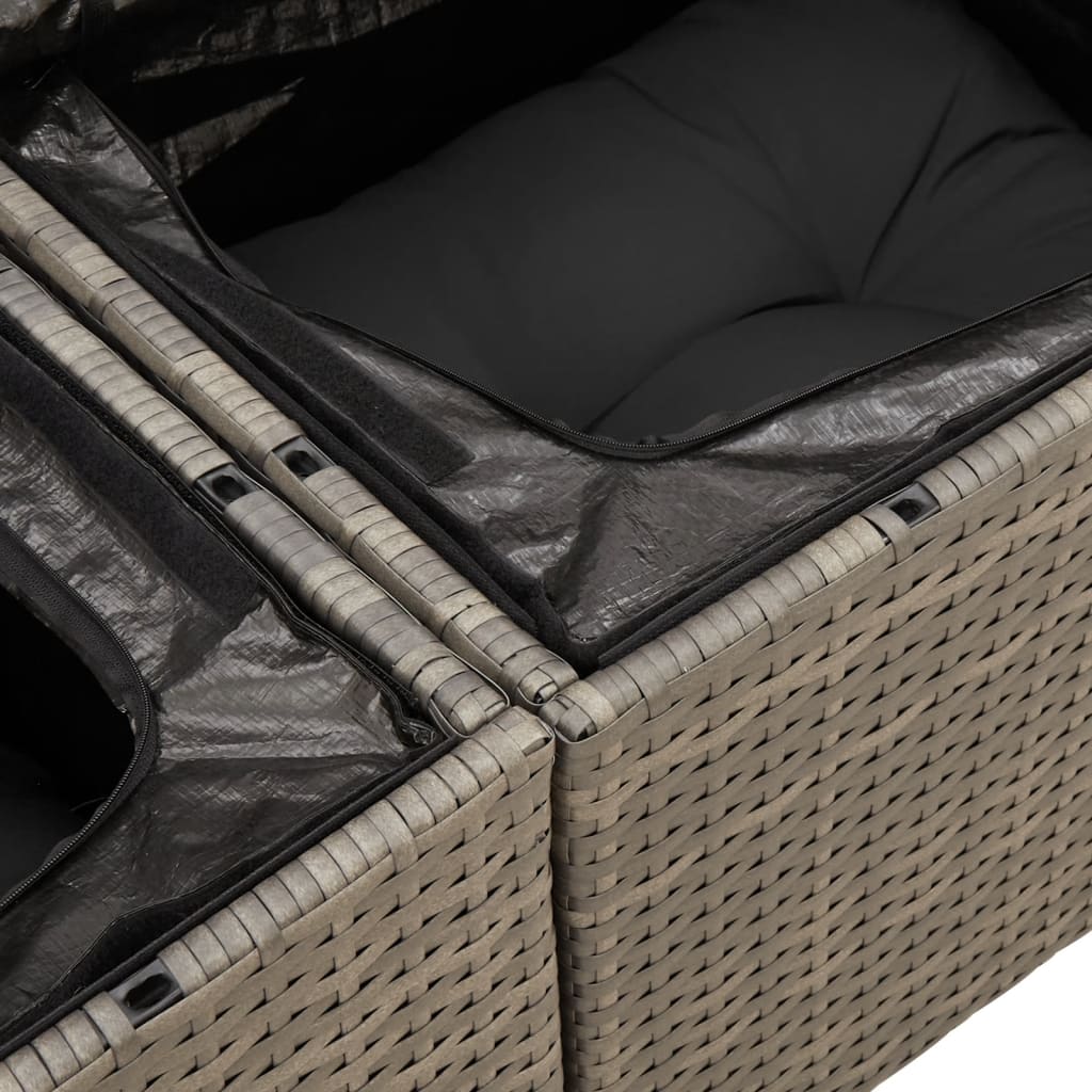 Set canapele de grădină cu perne, 11 piese, gri, poliratan GartenMobel Dekor