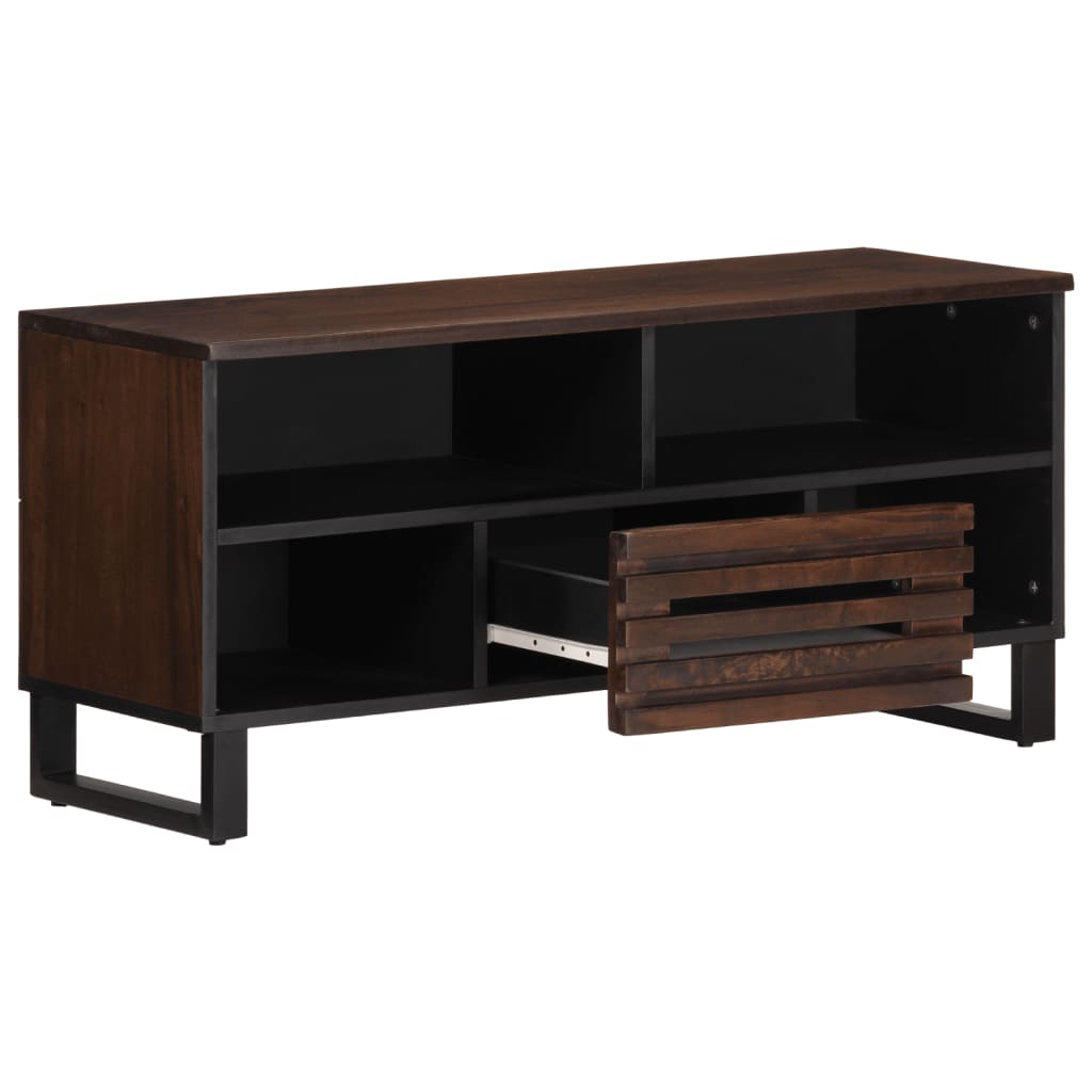 Dulap TV, maro, 100x34x46 cm, lemn masiv de mango GartenMobel Dekor