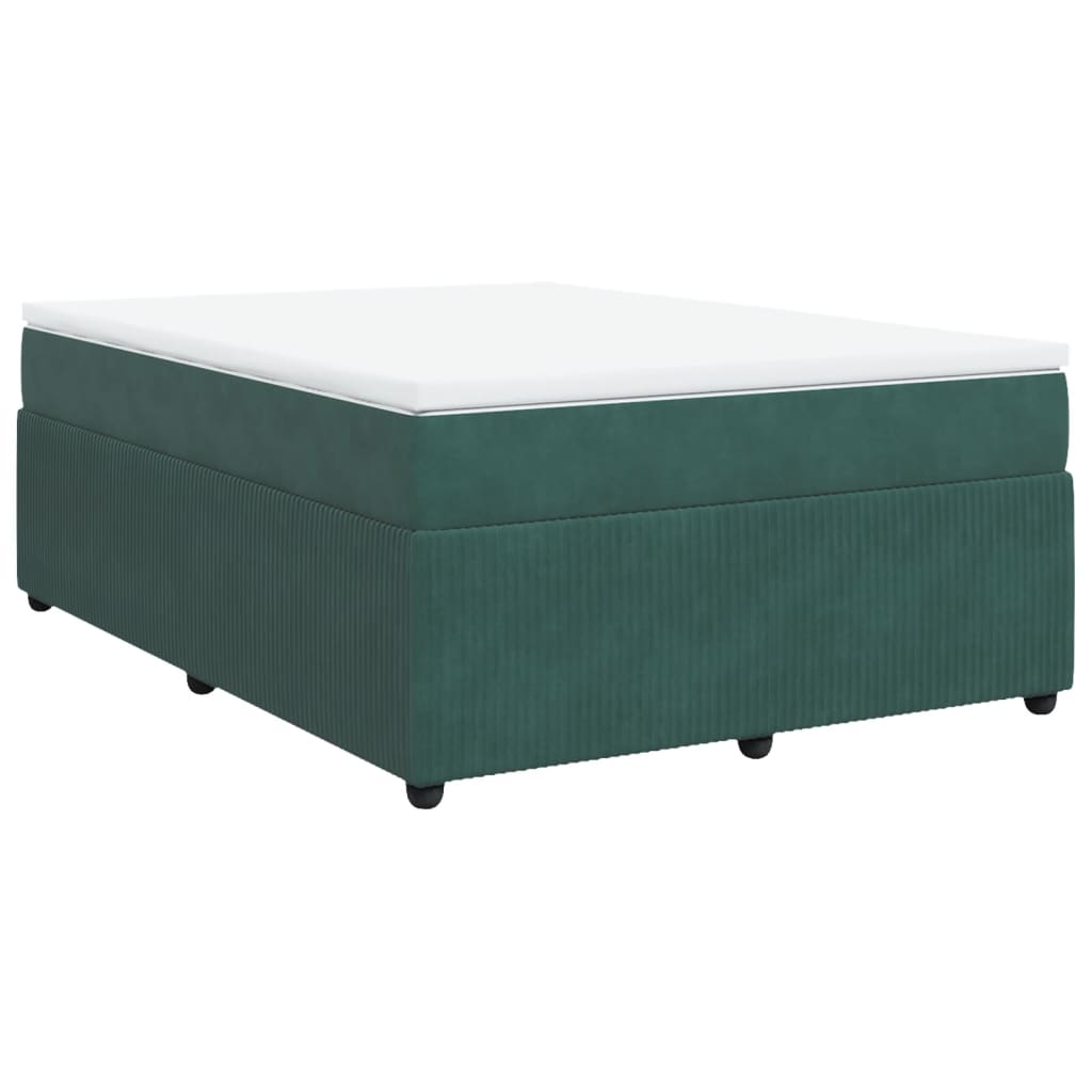 Pat box spring cu saltea, verde închis, 160x200 cm, catifea GartenMobel Dekor