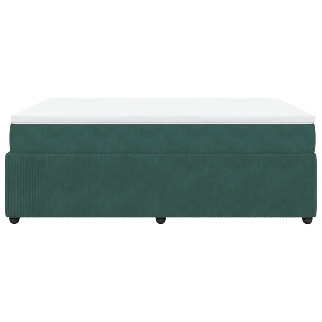 Pat box spring cu saltea, verde închis, 160x200 cm, catifea GartenMobel Dekor