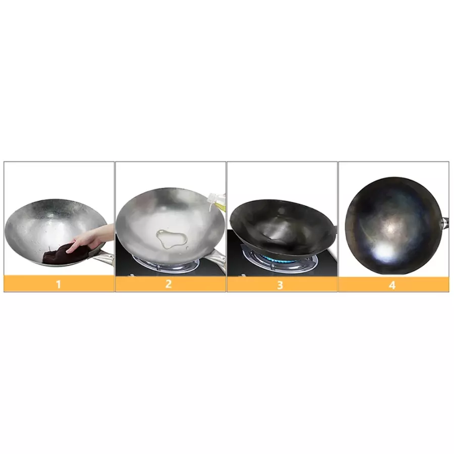 Wok tradițional chinezesc din fier 32 cm, 1,3 mm Handy KitchenServ