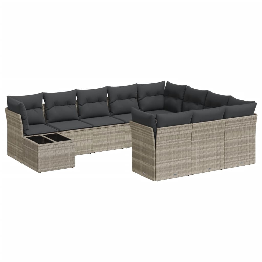 Set canapele de grădină cu perne, 11 piese, gri, poliratan GartenMobel Dekor