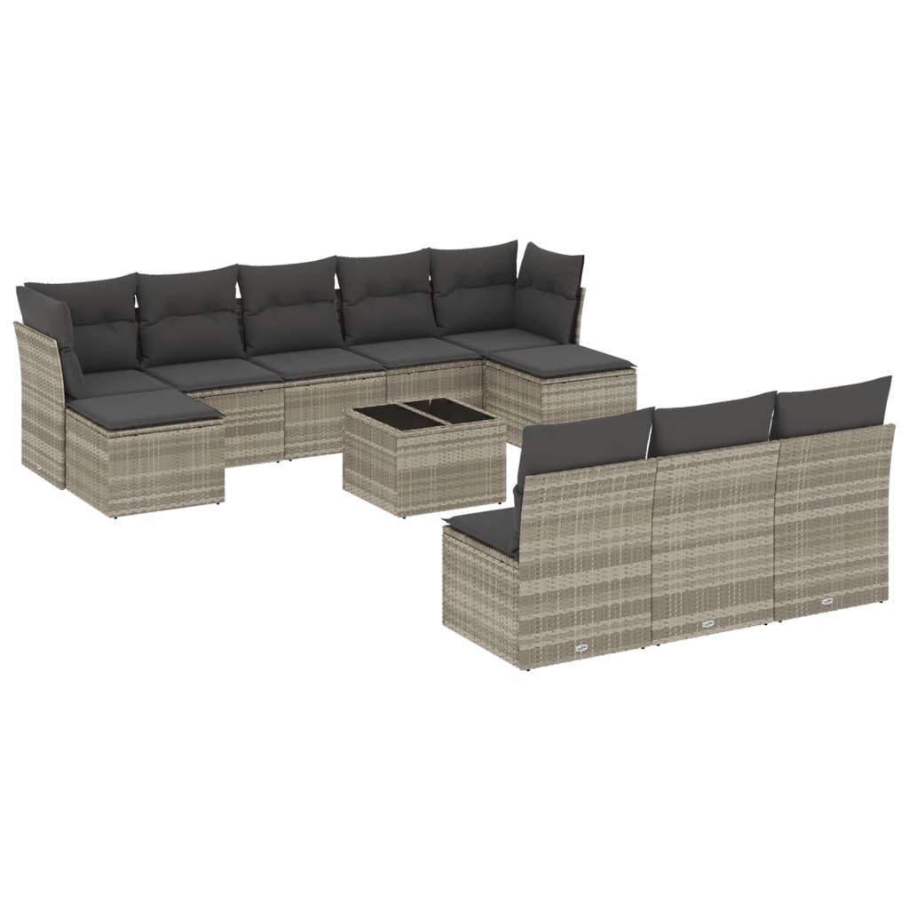 Set canapele de grădină cu perne, 11 piese, gri, poliratan GartenMobel Dekor