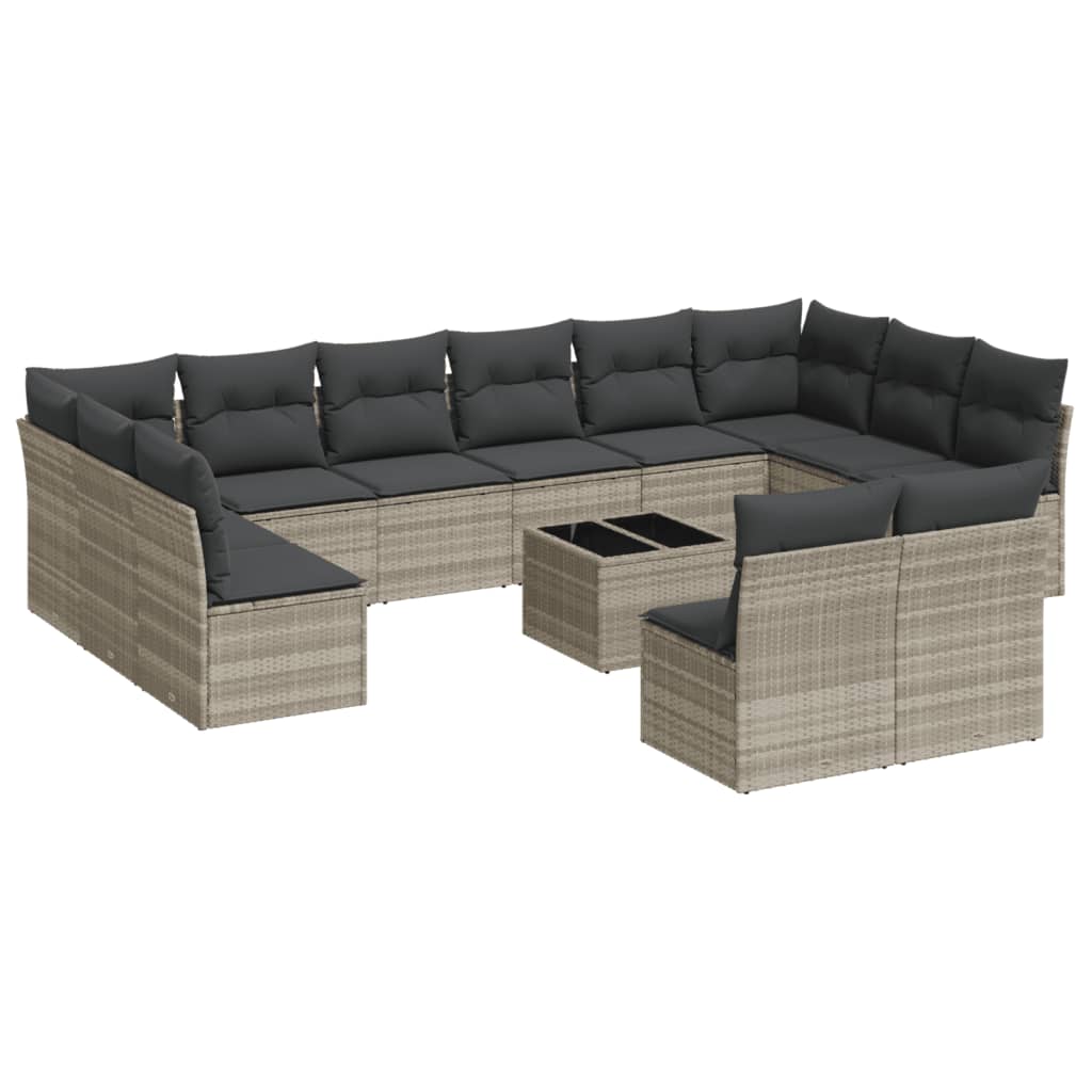 Set canapele de grădină cu perne, 13piese gri deschis poliratan GartenMobel Dekor