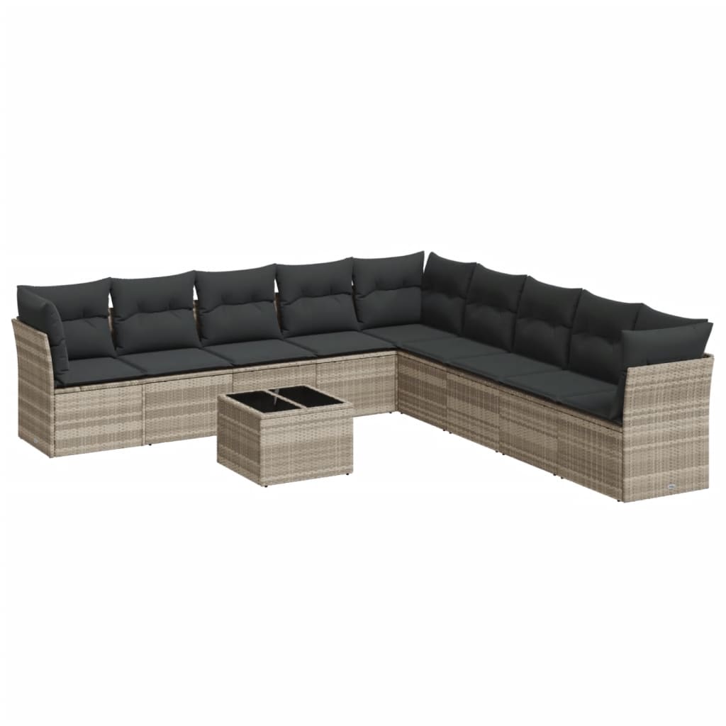 Set canapele de grădină cu perne 10 piese gri deschis poliratan GartenMobel Dekor