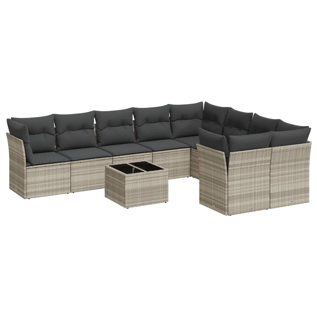 Set canapele de grădină cu perne 10 piese gri deschis poliratan GartenMobel Dekor