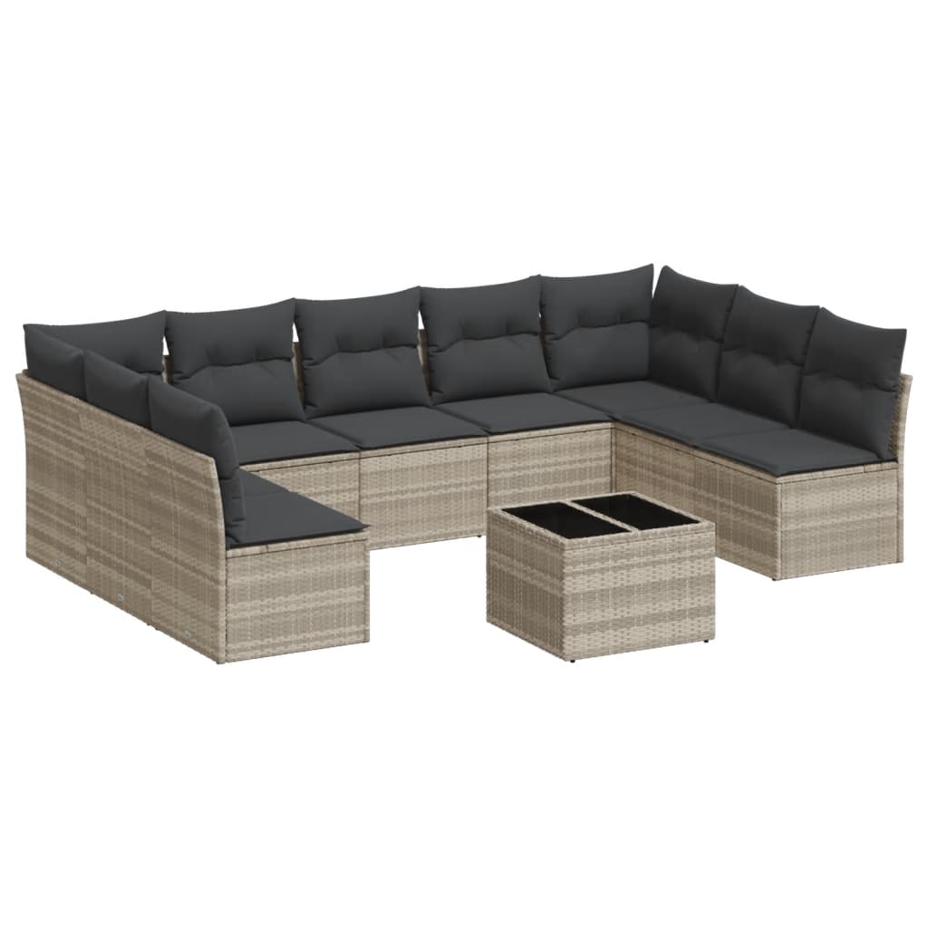 Set canapele de grădină cu perne 10 piese gri deschis poliratan GartenMobel Dekor