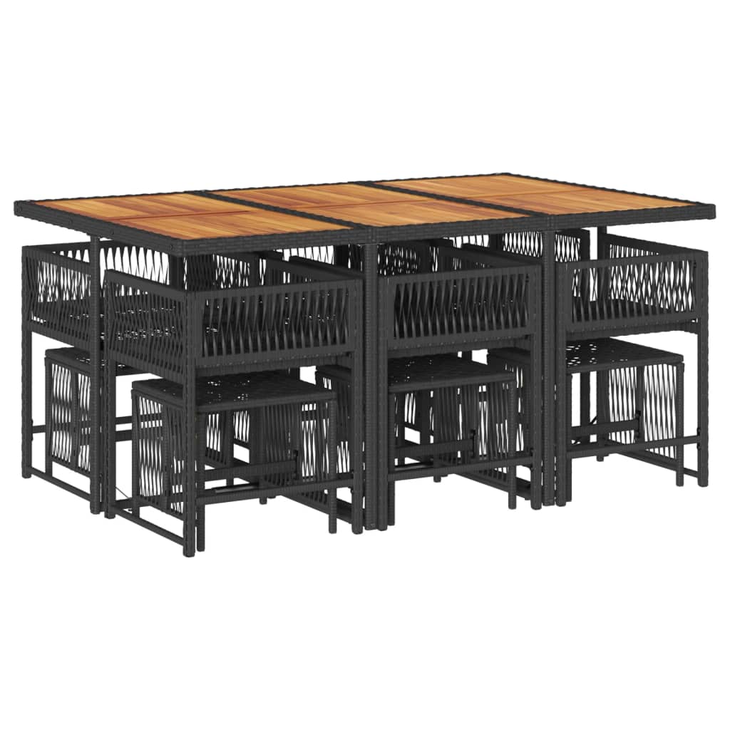 Set mobilier de exterior cu perne, 11 piese, negru, poliratan GartenMobel Dekor