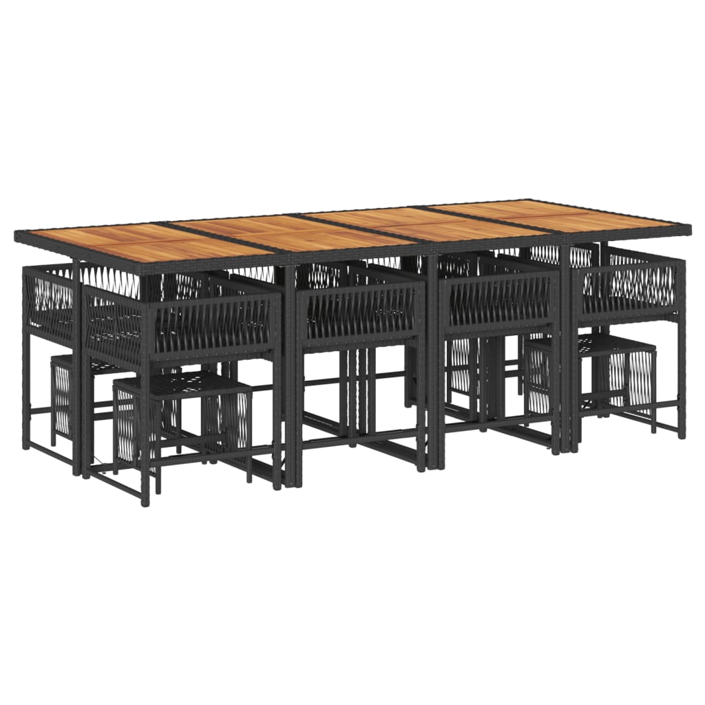 Set mobilier de grădină cu perne, 13 piese, negru, poliratan GartenMobel Dekor