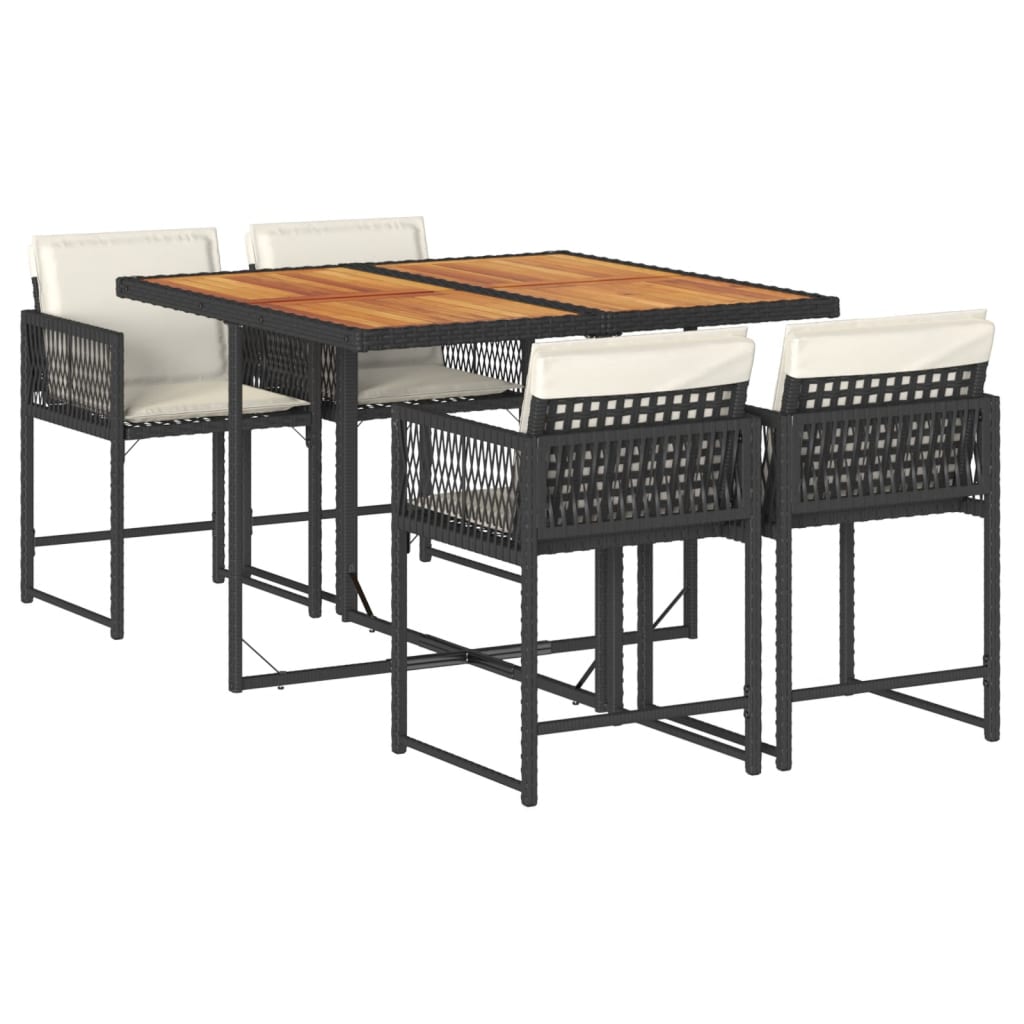 Set mobilier de grădină cu perne, 5 piese, negru, poliratan GartenMobel Dekor