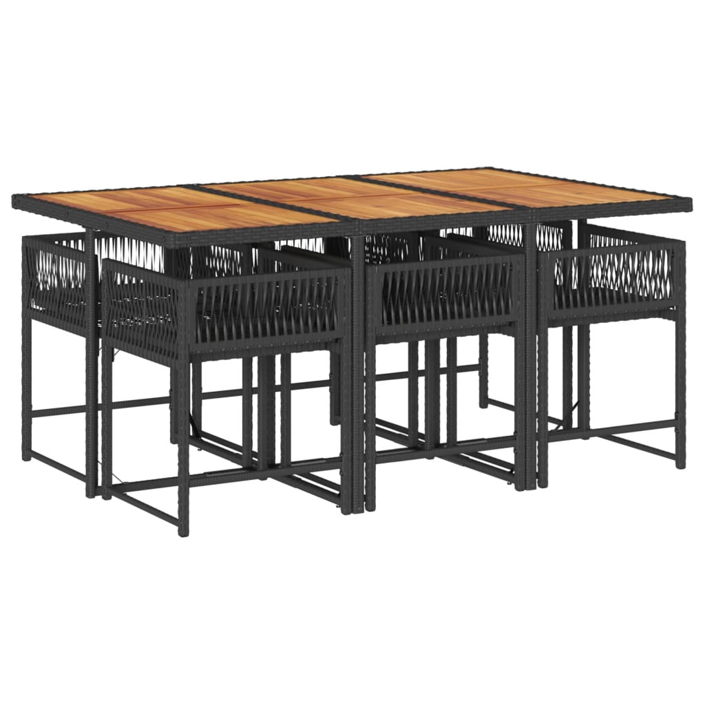 Set mobilier de grădină cu perne, 7 piese, negru, poliratan GartenMobel Dekor