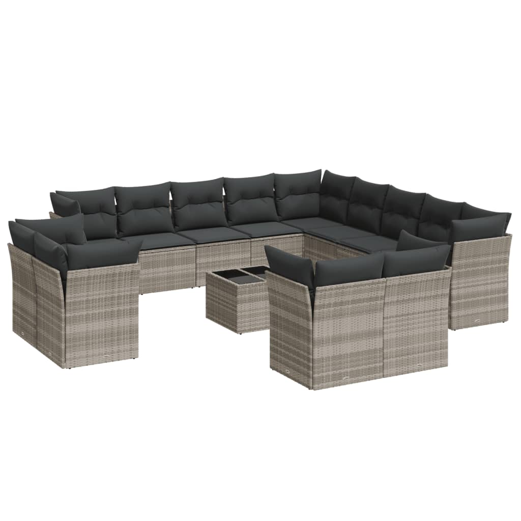 Set mobilier de grădină cu perne,14 piesegri deschis, poliratan GartenMobel Dekor