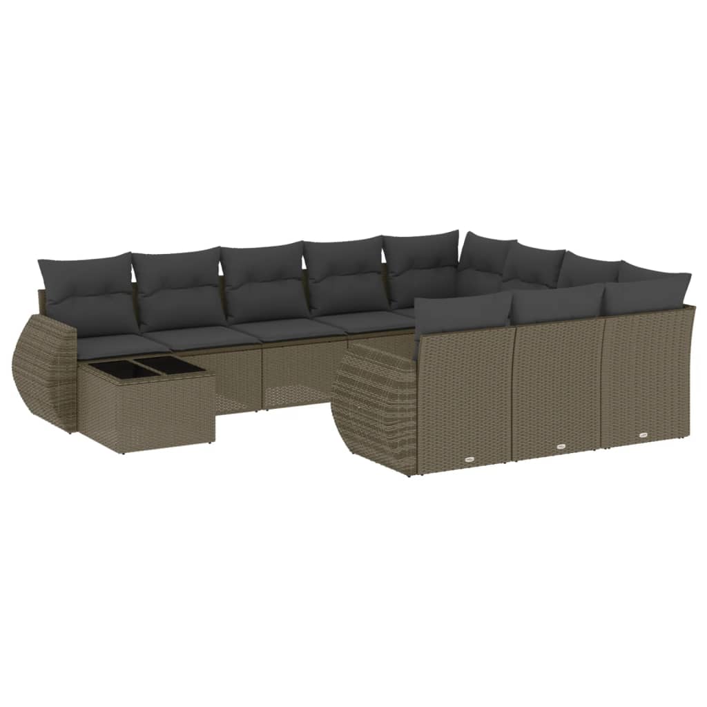 Set canapele de grădină cu perne, 11 piese, gri, poliratan GartenMobel Dekor