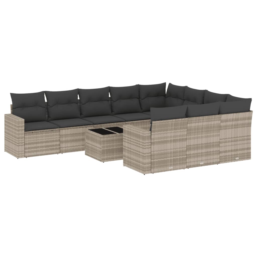 Set canapele de grădină cu perne, 11 piese, gri, poliratan GartenMobel Dekor