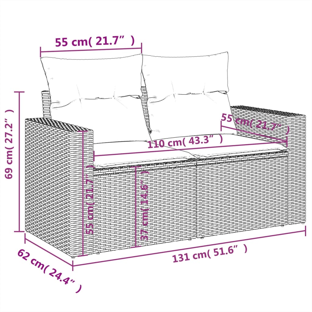 Set canapele de grădină cu perne, 11 piese, gri, poliratan GartenMobel Dekor