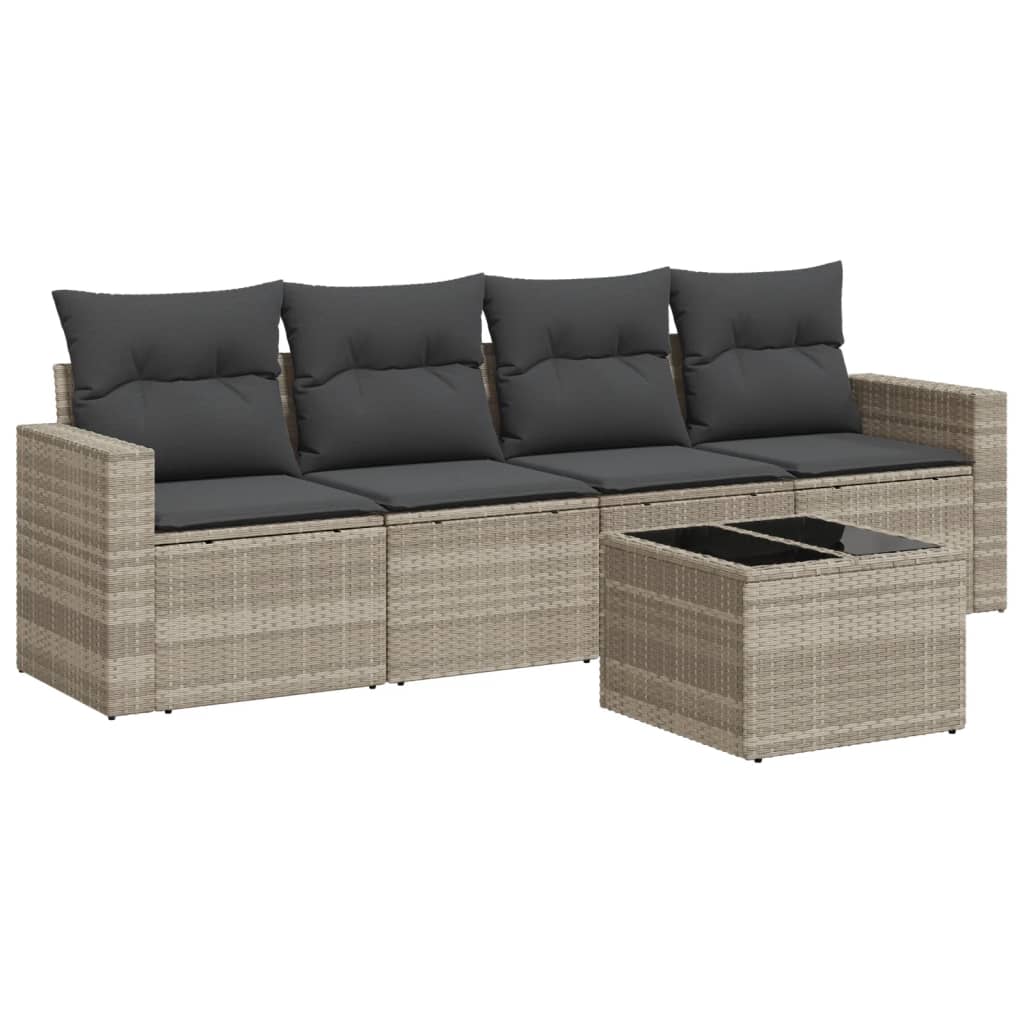 Set canapele de grădină cu perne, 5 piese gri deschis poliratan GartenMobel Dekor