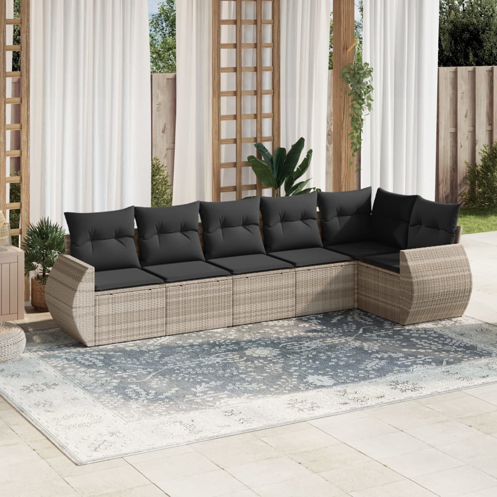 Set canapele de grădină cu perne, 6 piese gri deschis poliratan GartenMobel Dekor