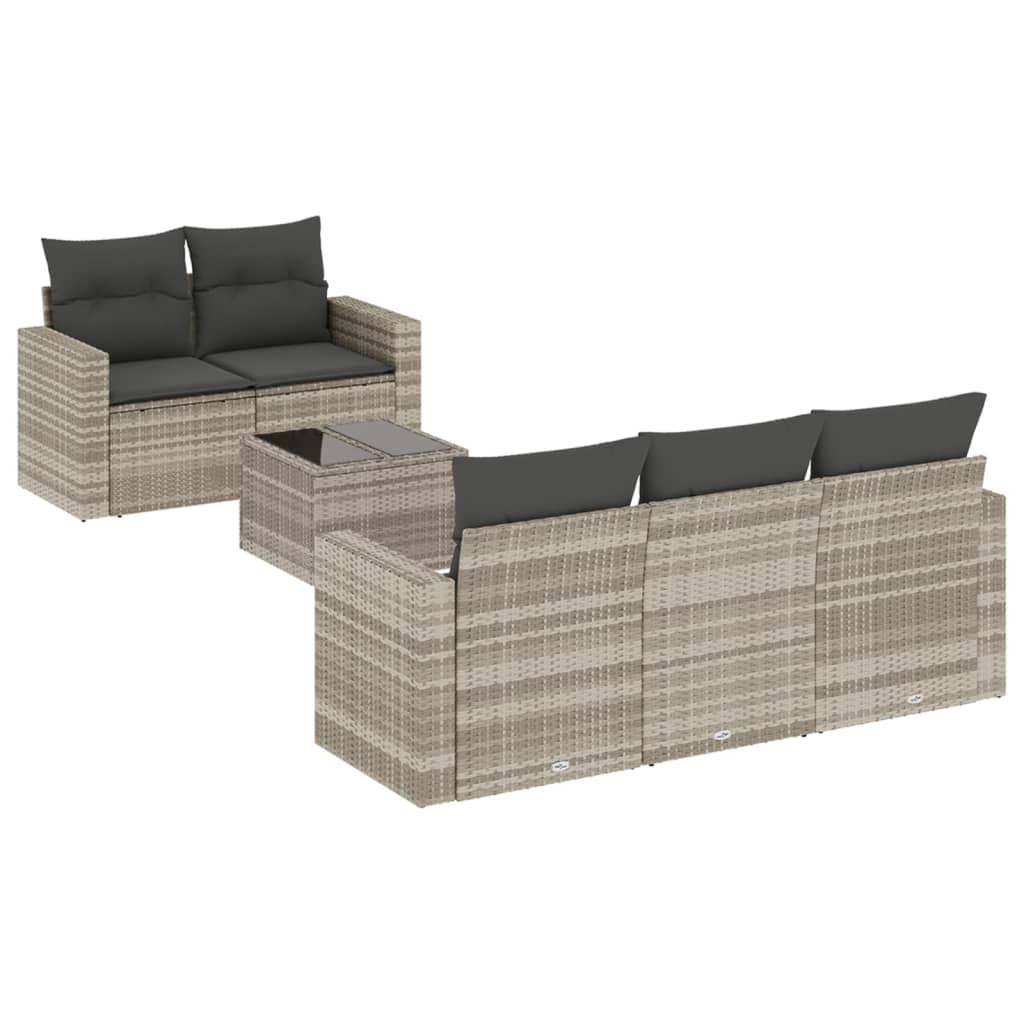Set canapele de grădină cu perne, 6 piese gri deschis poliratan GartenMobel Dekor
