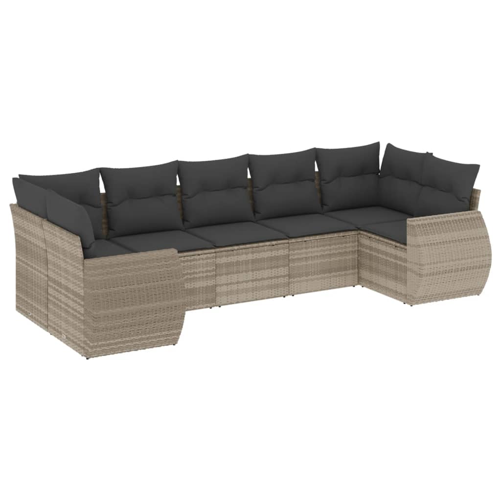Set canapele de grădină cu perne, 7piese gri deschis poliratan GartenMobel Dekor