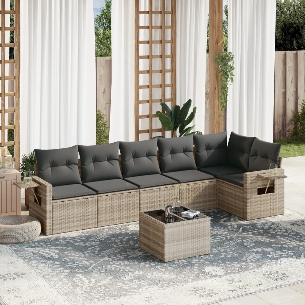 Set canapele de grădină cu perne, 7piese gri deschis poliratan GartenMobel Dekor