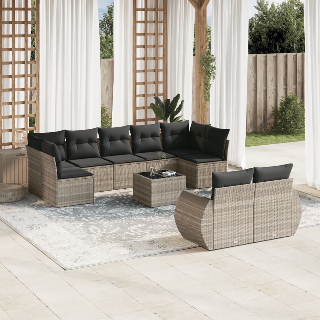 Set canapele de grădină cu perne 10 piese gri deschis poliratan GartenMobel Dekor