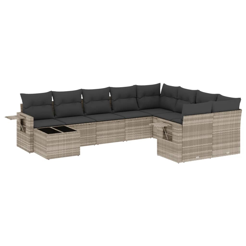 Set canapele de grădină cu perne 10 piese gri deschis poliratan GartenMobel Dekor