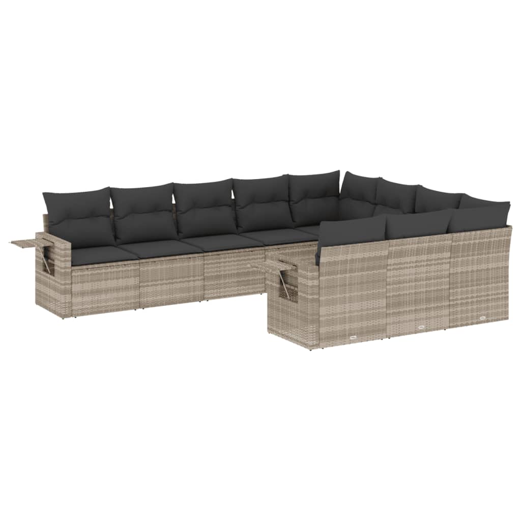 Set canapele de grădină cu perne 10 piese gri deschis poliratan GartenMobel Dekor