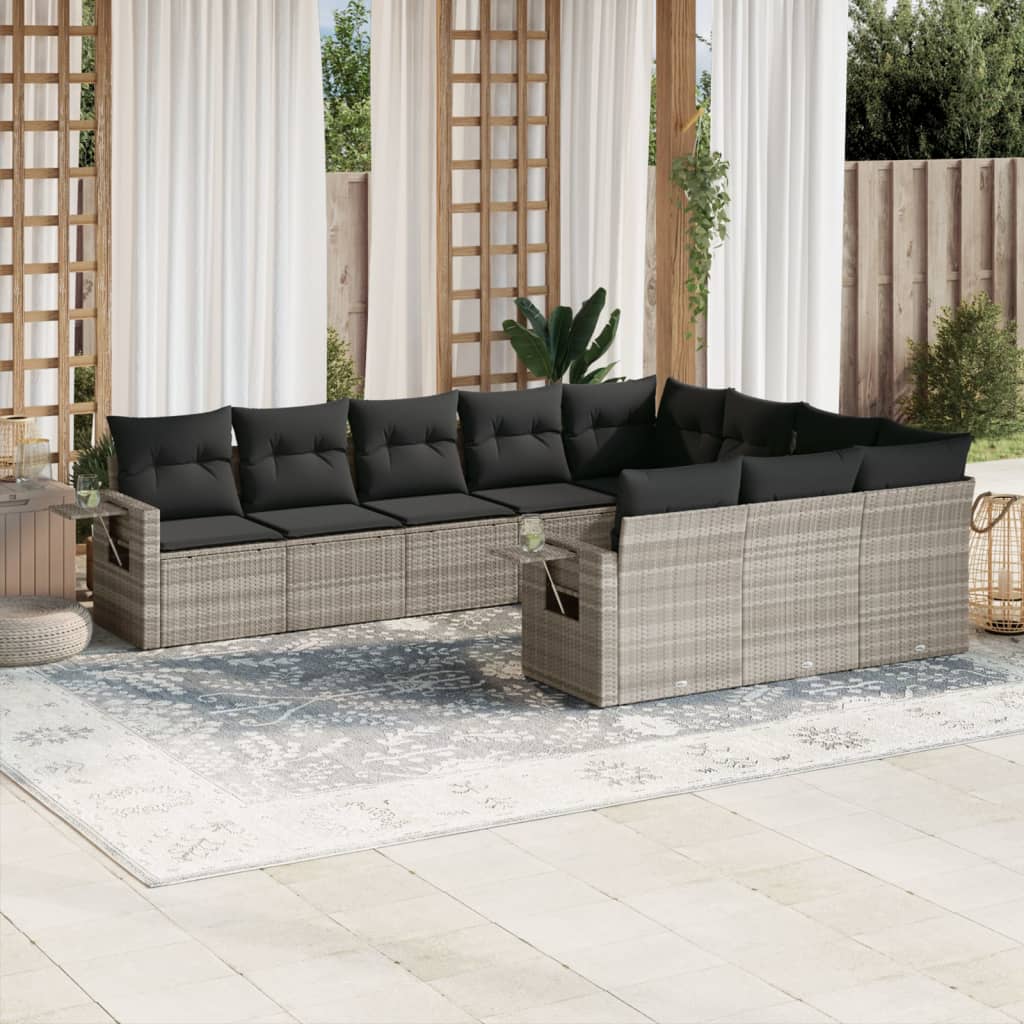 Set canapele de grădină cu perne 10 piese gri deschis poliratan GartenMobel Dekor