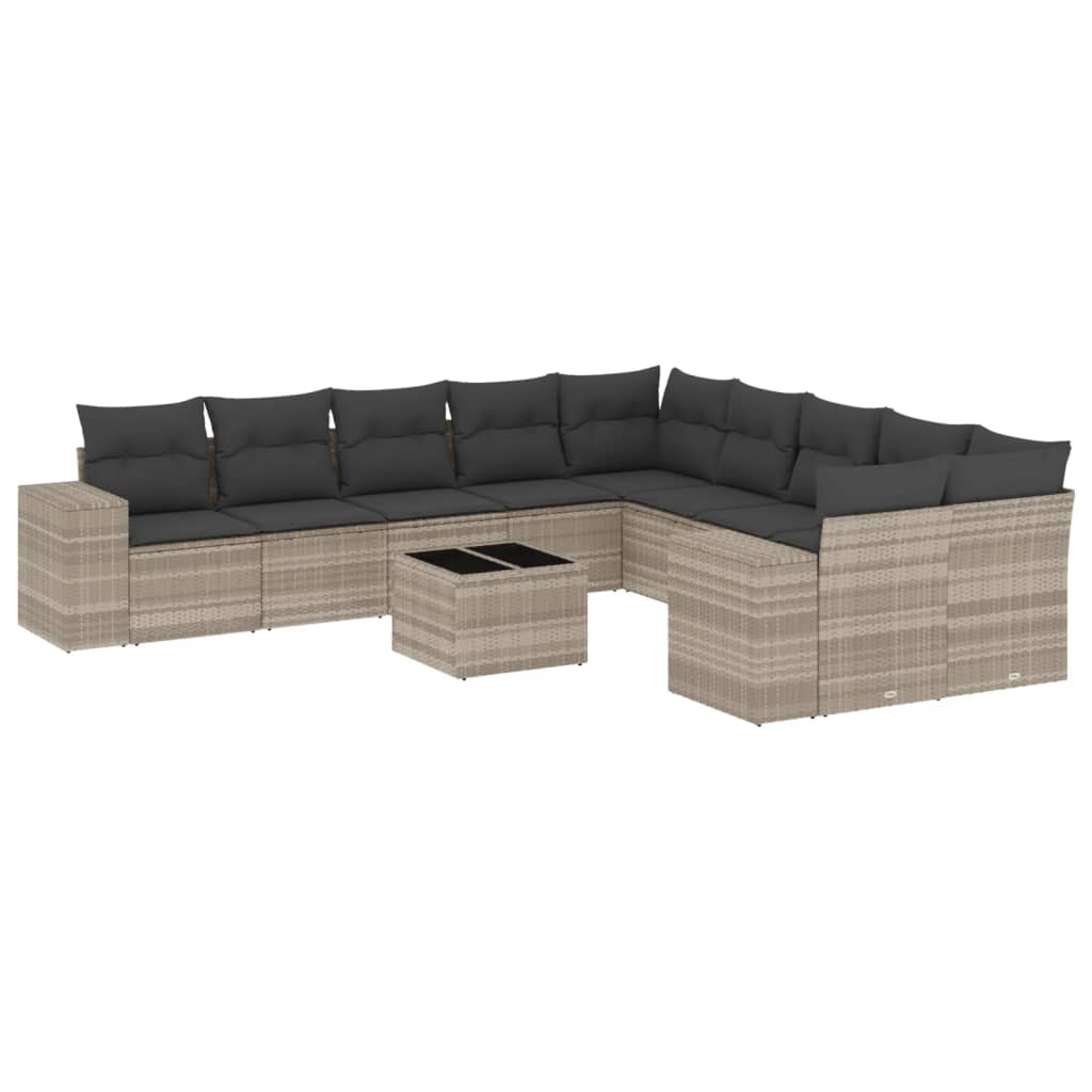 Set canapele de grădină cu perne, 11 piese, gri, poliratan GartenMobel Dekor