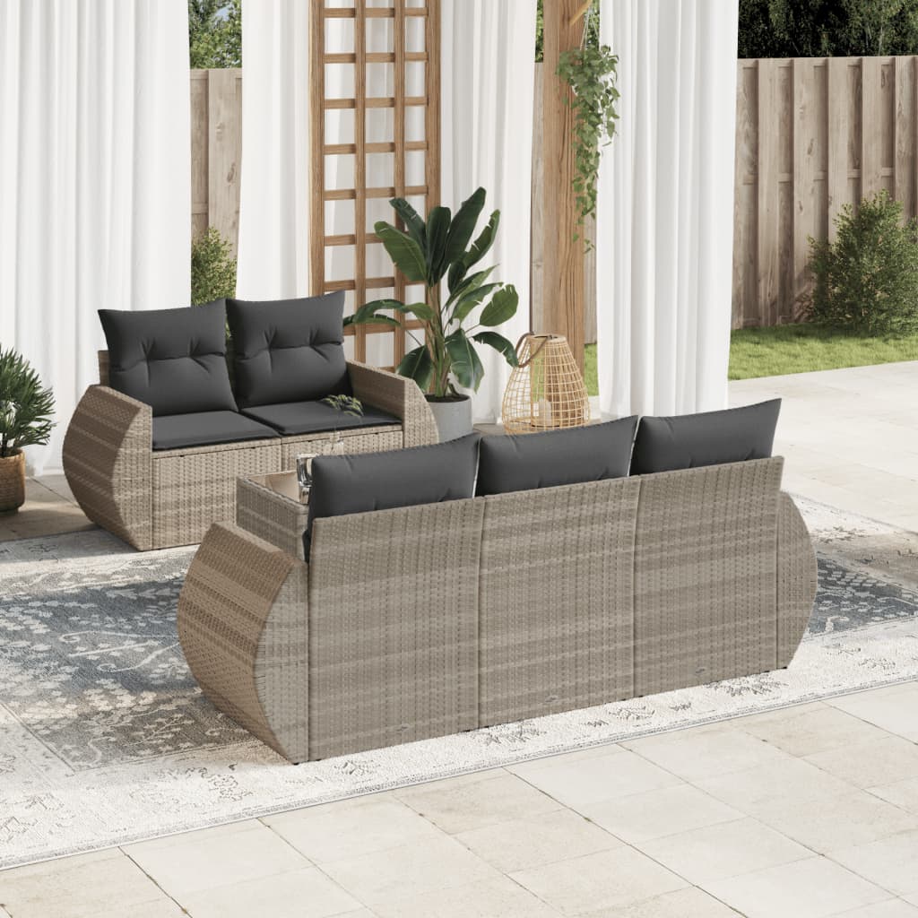 Set canapele de grădină cu perne, 6 piese gri deschis poliratan GartenMobel Dekor