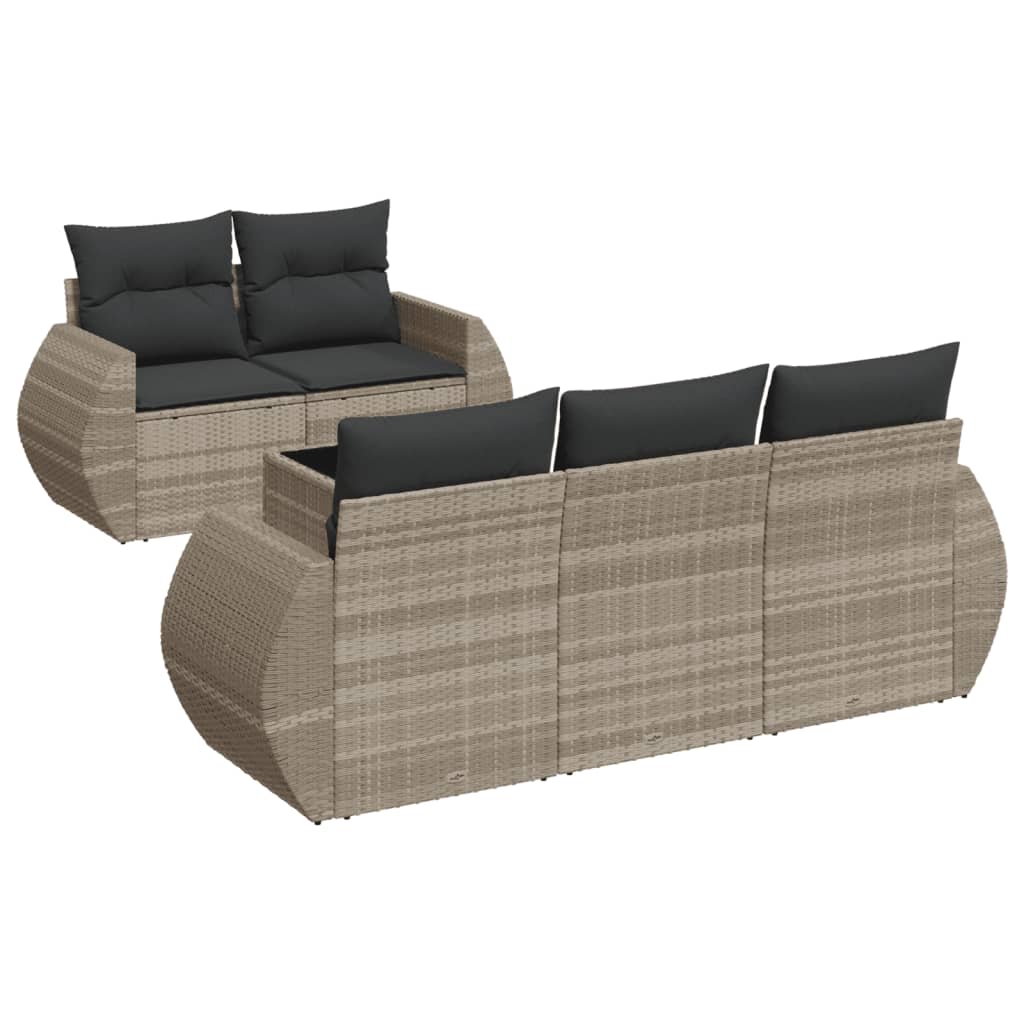 Set canapele de grădină cu perne, 6 piese gri deschis poliratan GartenMobel Dekor