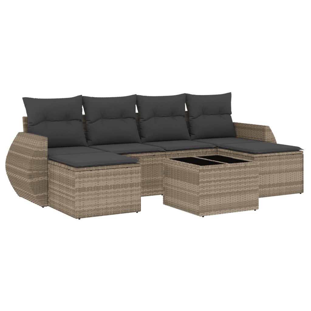 Set canapele de grădină cu perne, 7piese gri deschis poliratan GartenMobel Dekor