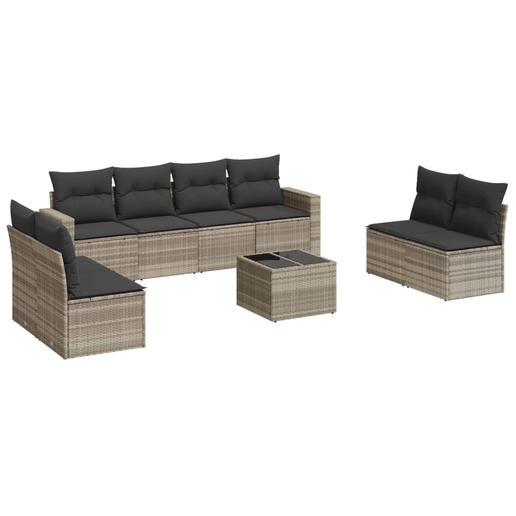 Set canapele de grădină cu perne, 9 piese gri deschis poliratan GartenMobel Dekor