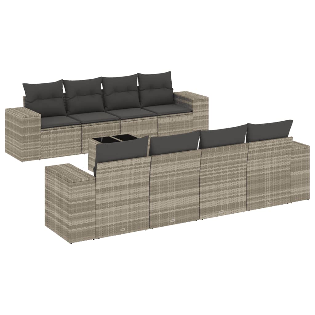 Set canapele de grădină cu perne, 9 piese gri deschis poliratan GartenMobel Dekor
