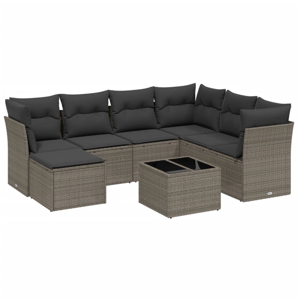 Set mobilier de grădină cu perne, 8 piese gri deschis poliratan GartenMobel Dekor