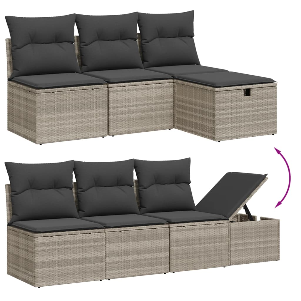 Set mobilier de grădină cu perne, 8 piese gri deschis poliratan GartenMobel Dekor