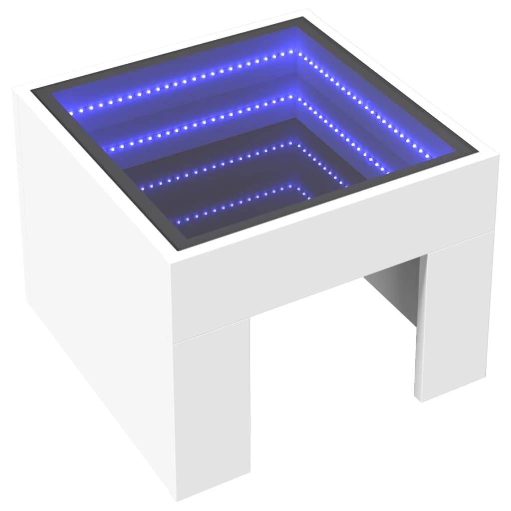 Noptieră cu LED infinity, alb, 40x40x30 cm GartenMobel Dekor