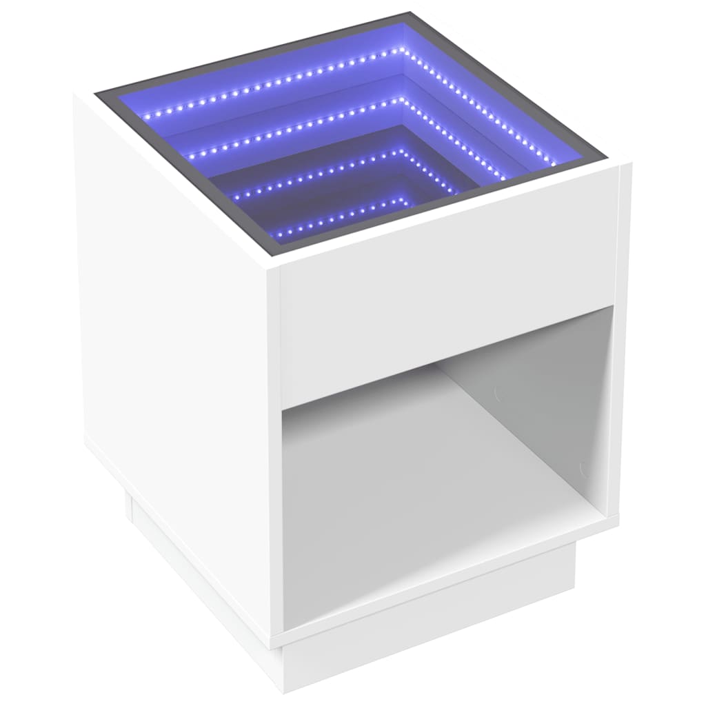 Noptieră cu LED infinity, alb, 40x40x50 cm GartenMobel Dekor