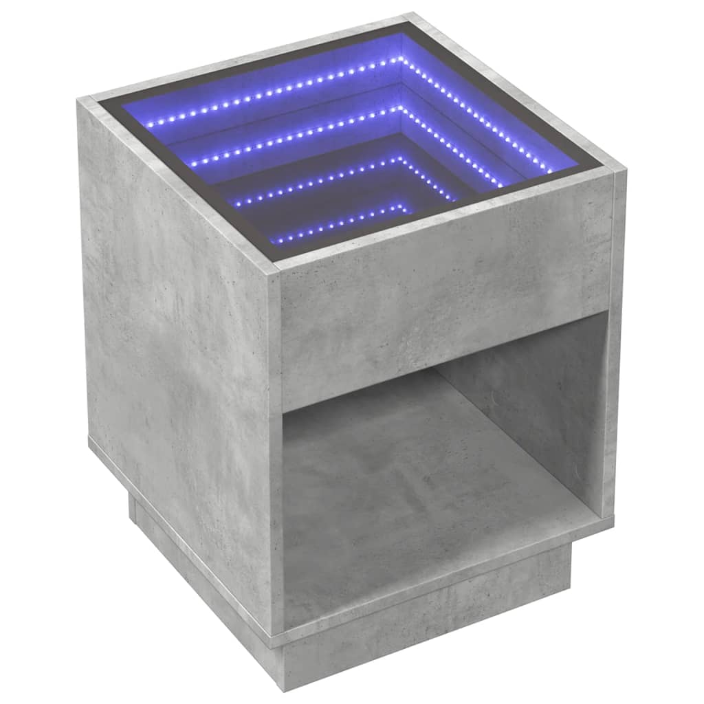 Noptieră cu LED infinity, gri beton, 40x40x50 cm GartenMobel Dekor