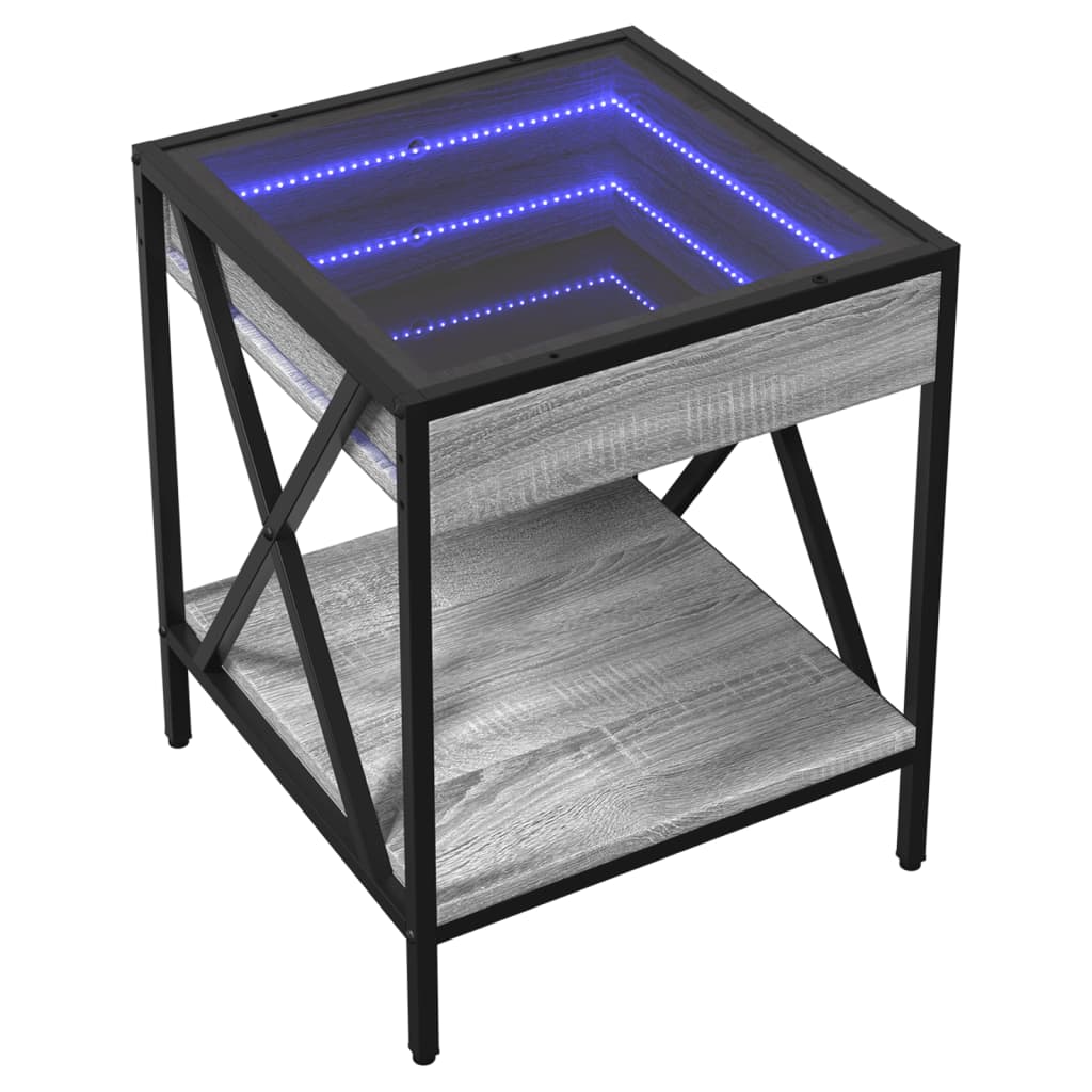 Noptieră cu LED infinity, gri sonoma, 40x40x49 cm GartenMobel Dekor