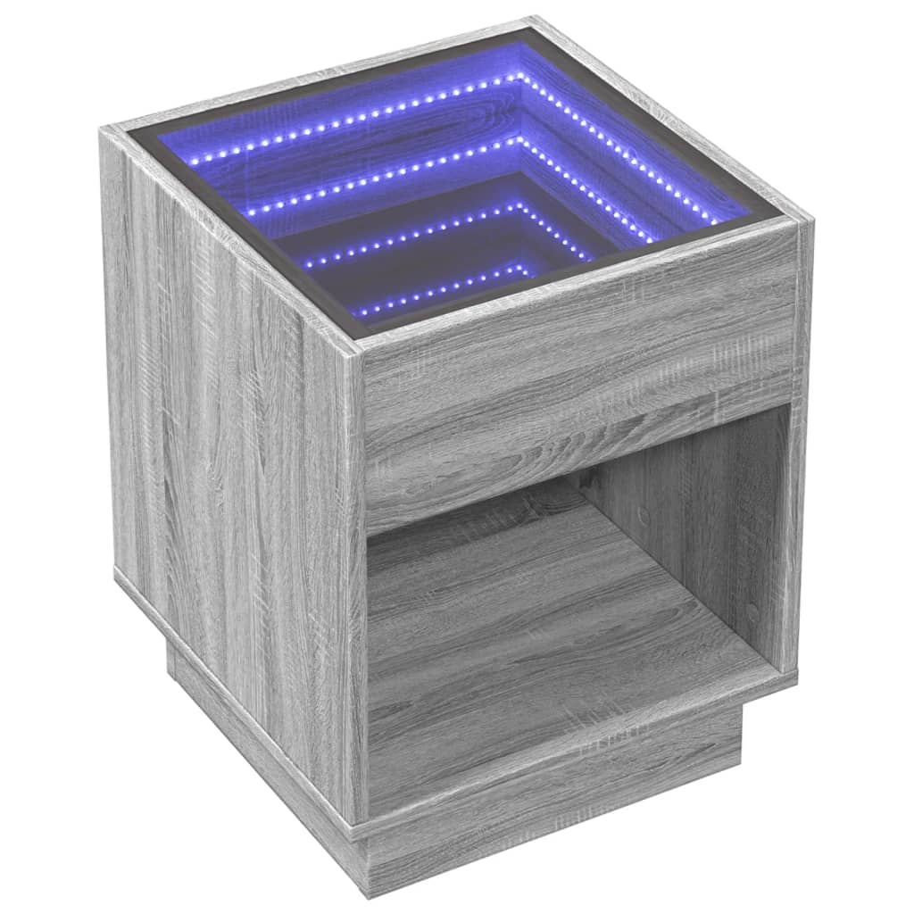 Noptieră cu LED infinity, gri sonoma, 40x40x50 cm GartenMobel Dekor