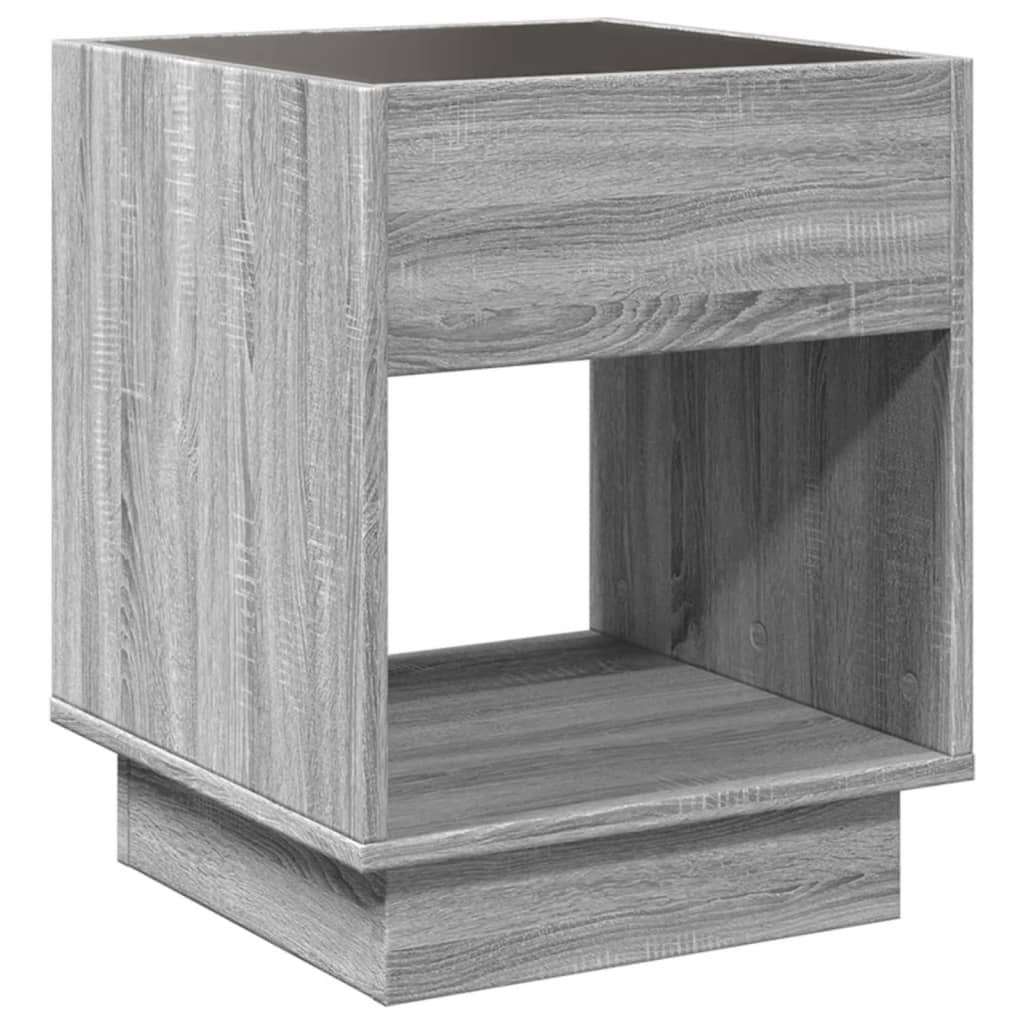 Noptieră cu LED infinity, gri sonoma, 40x40x50 cm GartenMobel Dekor