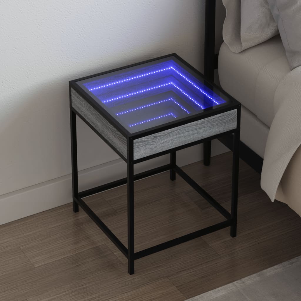 Noptieră cu LED infinity, gri sonoma, 40x40x51 cm GartenMobel Dekor