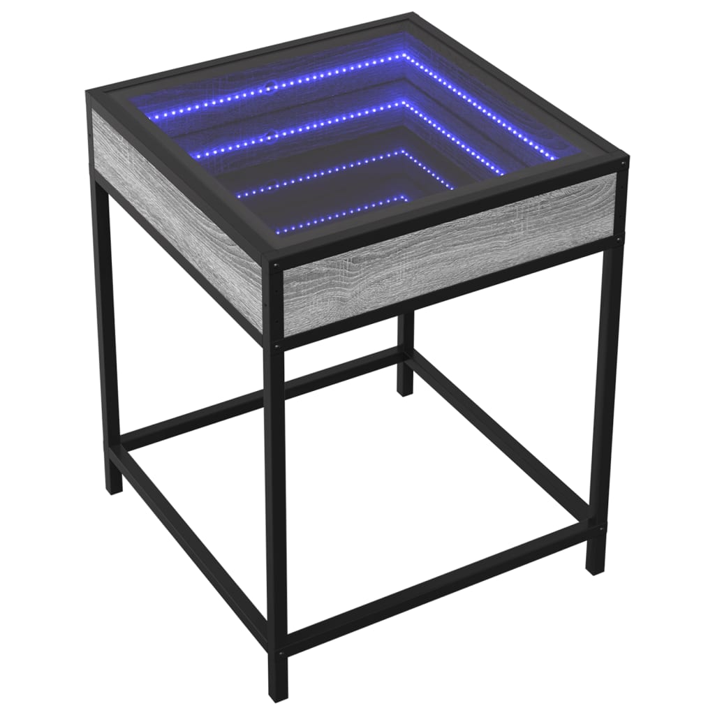 Noptieră cu LED infinity, gri sonoma, 40x40x51 cm GartenMobel Dekor