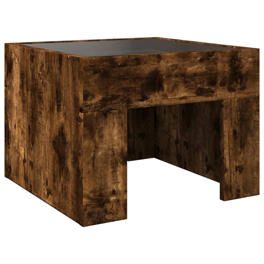 Noptieră cu LED infinity, stejar fumuriu, 40x40x30 cm GartenMobel Dekor