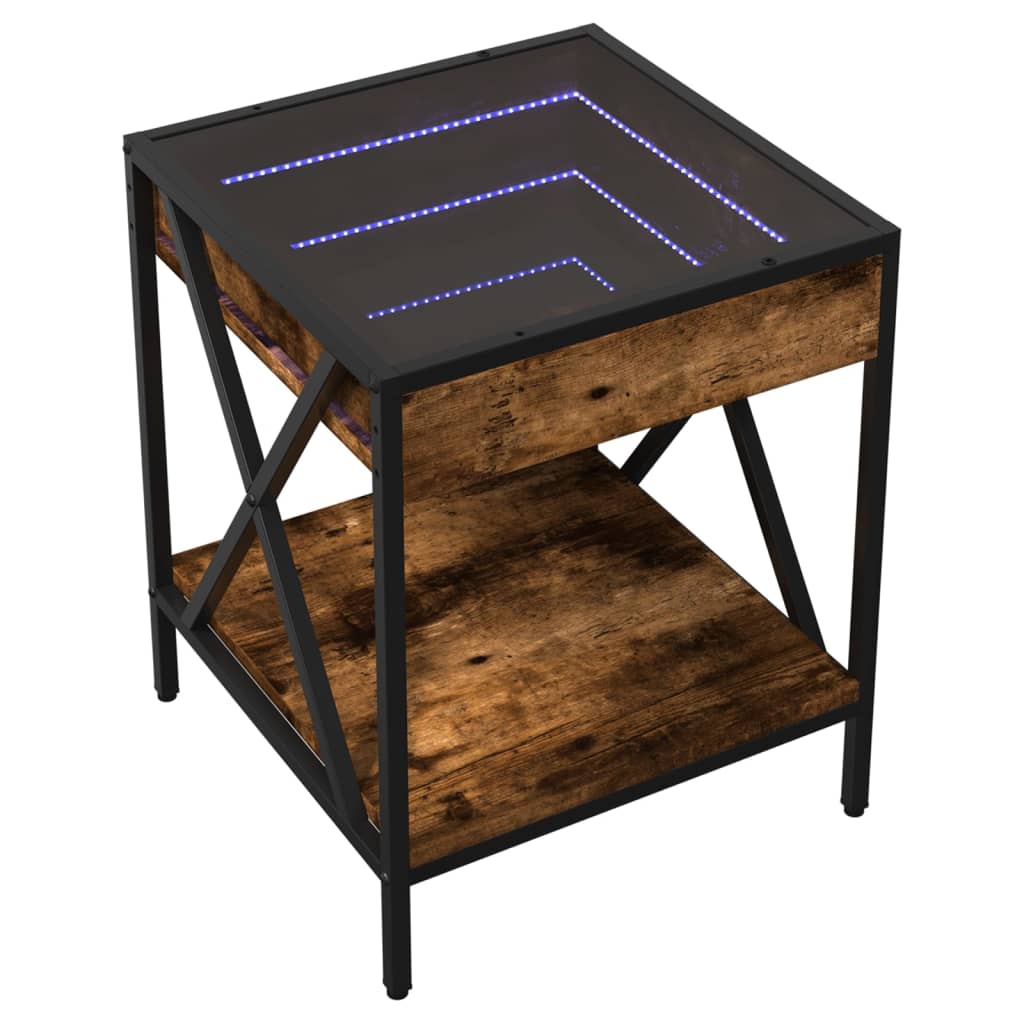 Noptieră cu LED infinity, stejar fumuriu, 40x40x49 cm GartenMobel Dekor