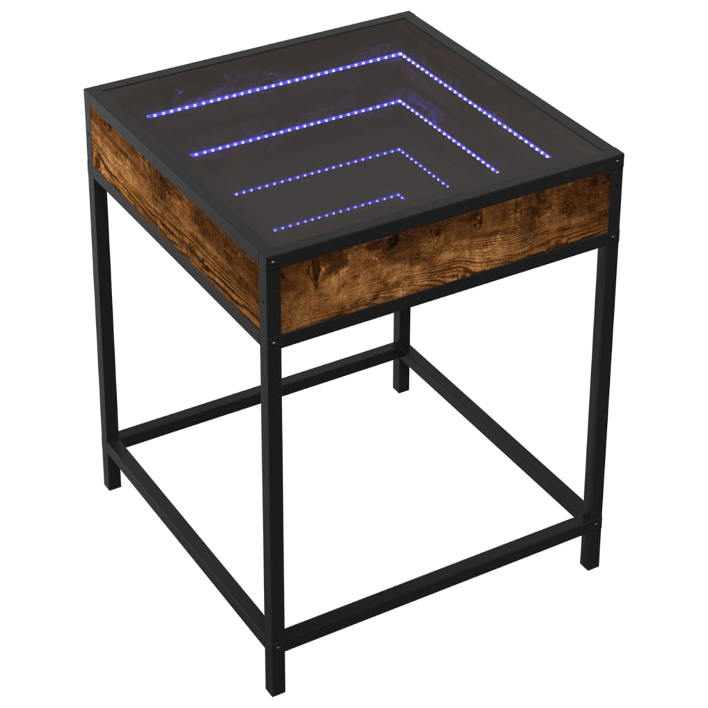 Noptieră cu LED infinity, stejar fumuriu, 40x40x51 cm GartenMobel Dekor