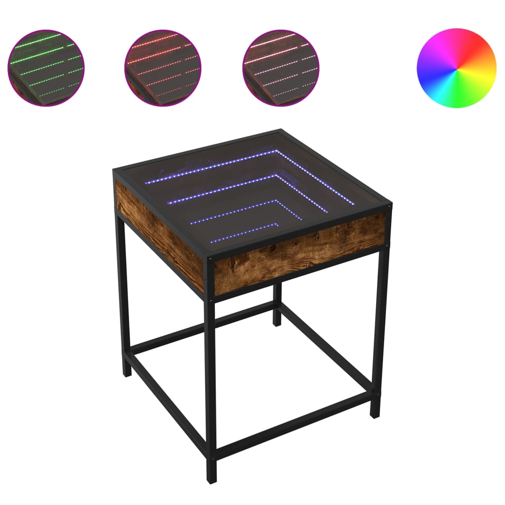 Noptieră cu LED infinity, stejar fumuriu, 40x40x51 cm GartenMobel Dekor