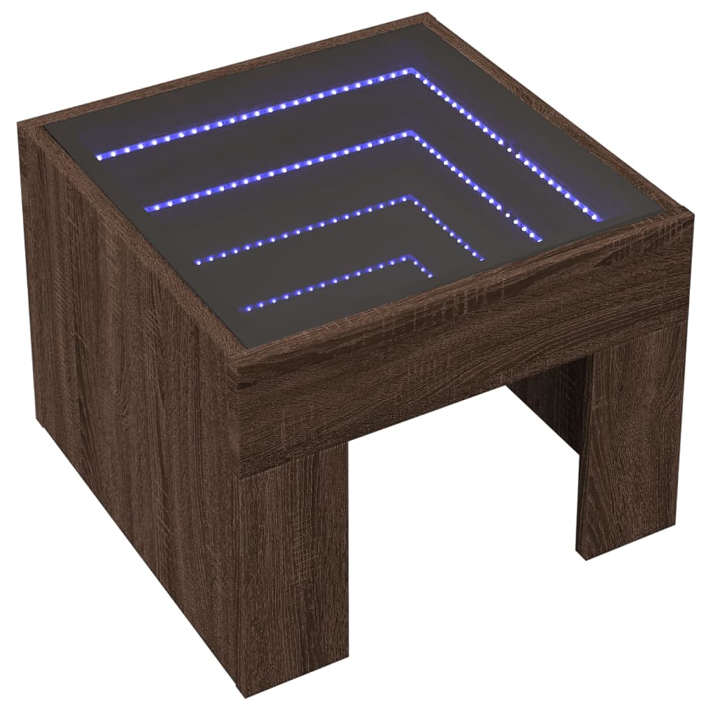 Noptieră cu LED infinity, stejar maro, 40x40x30 cm GartenMobel Dekor